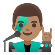 👨🏽‍🎤 Emoji Sänger: mittlere Hautfarbe Google Android 11.0 December 2020 Feature Drop.