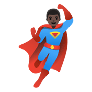 Emoji 🦸🏿‍♂️ Supereroe Uomo: Carnagione Scura su Google Android 11.0 December 2020 Feature Drop.