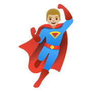 Émoji 🦸🏼‍♂️ Super-héros Homme : Peau Moyennement Claire sur Google Android 11.0 December 2020 Feature Drop.