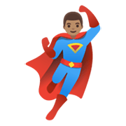 Émoji 🦸🏽‍♂️ Super-héros Homme : Peau Légèrement Mate sur Google Android 11.0 December 2020 Feature Drop.
