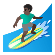 🏄🏿‍♂️ Emoji Homem Surfista: Pele Escura na Google Android 11.0 December 2020 Feature Drop.