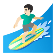 🏄🏻‍♂️ Emoji Hombre Haciendo Surf: Tono De Piel Claro en Google Android 11.0 December 2020 Feature Drop.