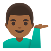 💁🏾‍♂️ Emoji Empleado De Mostrador De Información: Tono De Piel Oscuro Medio en Google Android 11.0 December 2020 Feature Drop.
