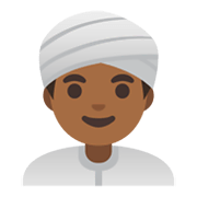 Emoji 👳🏾‍♂️ Uomo Con Turbante: Carnagione Abbastanza Scura su Google Android 11.0 December 2020 Feature Drop.