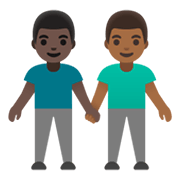 👨🏿‍🤝‍👨🏾 Emoji Dois Homens De Mãos Dadas: Pele Escura E Pele Morena Escura na Google Android 11.0 December 2020 Feature Drop.