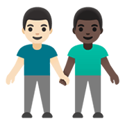 👨🏻‍🤝‍👨🏿 Emoji händchenhaltende Männer: helle Hautfarbe, dunkle Hautfarbe Google Android 11.0 December 2020 Feature Drop.