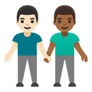 👨🏻‍🤝‍👨🏾 Emoji händchenhaltende Männer: helle Hautfarbe, mitteldunkle Hautfarbe Google Android 11.0 December 2020 Feature Drop.