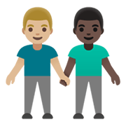 👨🏼‍🤝‍👨🏿 Emoji händchenhaltende Männer: mittelhelle Hautfarbe, dunkle Hautfarbe Google Android 11.0 December 2020 Feature Drop.
