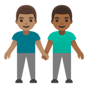 👨🏽‍🤝‍👨🏾 Emoji Dois Homens De Mãos Dadas: Pele Morena E Pele Morena Escura na Google Android 11.0 December 2020 Feature Drop.