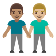 Émoji 👨🏽‍🤝‍👨🏼 Deux Hommes Se Tenant La Main : Peau Légèrement Mate Et Peau Moyennement Claire sur Google Android 11.0 December 2020 Feature Drop.