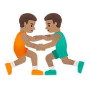 🤼🏽‍♂️ Emoji Hombres Luchando, Tono De Piel Medio en Google Android 11.0 December 2020 Feature Drop.