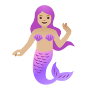 Emoji 🧜🏼‍♀️ Sirena Donna: Carnagione Abbastanza Chiara su Google Android 11.0 December 2020 Feature Drop.