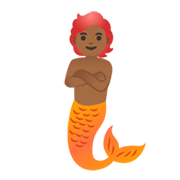 Émoji 🧜🏾 Créature Aquatique : Peau Mate sur Google Android 11.0 December 2020 Feature Drop.