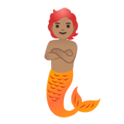 Émoji 🧜🏽 Créature Aquatique : Peau Légèrement Mate sur Google Android 11.0 December 2020 Feature Drop.