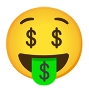 Emoji 🤑 Faccina Avida Di Denaro su Google Android 11.0 December 2020 Feature Drop.