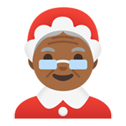 Émoji 🤶🏾 Mère Noël : Peau Mate sur Google Android 11.0 December 2020 Feature Drop.