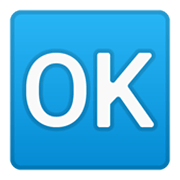 🆗 Emoji Großbuchstaben OK in blauem Quadrat Google Android 11.0 December 2020 Feature Drop.
