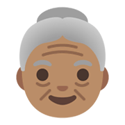 Émoji 👵🏽 Femme âgée : Peau Légèrement Mate sur Google Android 11.0 December 2020 Feature Drop.