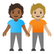 🧑🏾‍🤝‍🧑🏼 Emoji sich an den Händen haltende Personen: mitteldunkle Hautfarbe, mittelhelle Hautfarbe Google Android 11.0 December 2020 Feature Drop.