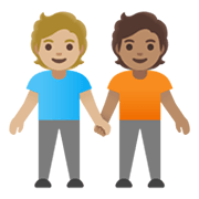 🧑🏼‍🤝‍🧑🏽 Emoji sich an den Händen haltende Personen: mittelhelle Hautfarbe, mittlere Hautfarbe Google Android 11.0 December 2020 Feature Drop.