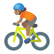 Emoji 🚴🏽 Ciclista: Carnagione Olivastra su Google Android 11.0 December 2020 Feature Drop.