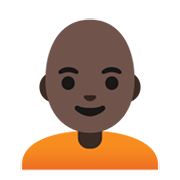 Emoji 🧑🏿‍🦲 Persona: Carnagione Scura E Calvo su Google Android 11.0 December 2020 Feature Drop.