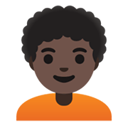 🧑🏿‍🦱 Emoji Erwachsener: dunkle Hautfarbe, lockiges Haar Google Android 11.0 December 2020 Feature Drop.
