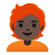Emoji 🧑🏿‍🦰 Persona: Carnagione Scura E Capelli Rossi su Google Android 11.0 December 2020 Feature Drop.