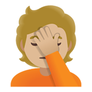 🤦🏼 Emoji sich an den Kopf fassende Person: mittelhelle Hautfarbe Google Android 11.0 December 2020 Feature Drop.