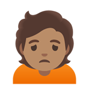 🙍🏽 Emoji missmutige Person: mittlere Hautfarbe Google Android 11.0 December 2020 Feature Drop.
