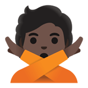 🙅🏿 Emoji Persona Haciendo El Gesto De «no»: Tono De Piel Oscuro en Google Android 11.0 December 2020 Feature Drop.