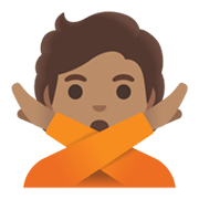 🙅🏽 Emoji Persona Haciendo El Gesto De «no»: Tono De Piel Medio en Google Android 11.0 December 2020 Feature Drop.