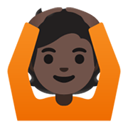 🙆🏿 Emoji Person mit Händen auf dem Kopf: dunkle Hautfarbe Google Android 11.0 December 2020 Feature Drop.