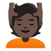 Emoji 💆🏿 Persona Che Riceve Un Massaggio: Carnagione Scura su Google Android 11.0 December 2020 Feature Drop.