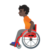 🧑🏿‍🦽 Emoji Person in manuellem Rollstuhl: dunkle Hautfarbe Google Android 11.0 December 2020 Feature Drop.