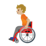 🧑🏼‍🦽 Emoji Person in manuellem Rollstuhl: mittelhelle Hautfarbe Google Android 11.0 December 2020 Feature Drop.
