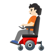 🧑🏻‍🦼 Emoji Pessoa Em Cadeira De Rodas Motorizada: Pele Clara na Google Android 11.0 December 2020 Feature Drop.