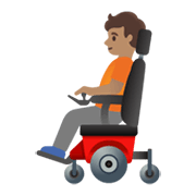 🧑🏽‍🦼 Emoji Pessoa Em Cadeira De Rodas Motorizada: Pele Morena na Google Android 11.0 December 2020 Feature Drop.
