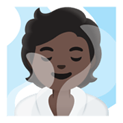 🧖🏿 Emoji Persona En Una Sauna: Tono De Piel Oscuro en Google Android 11.0 December 2020 Feature Drop.