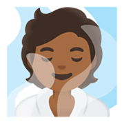 Emoji 🧖🏾 Persona In Sauna: Carnagione Abbastanza Scura su Google Android 11.0 December 2020 Feature Drop.