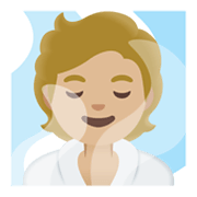 Emoji 🧖🏼 Persona In Sauna: Carnagione Abbastanza Chiara su Google Android 11.0 December 2020 Feature Drop.