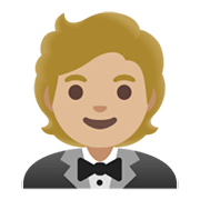 🤵🏼 Emoji Persona Con Esmoquin: Tono De Piel Claro Medio en Google Android 11.0 December 2020 Feature Drop.