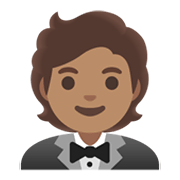 🤵🏽 Emoji Persona Con Esmoquin: Tono De Piel Medio en Google Android 11.0 December 2020 Feature Drop.