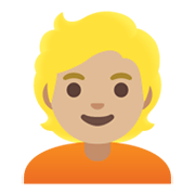 👱🏼 Emoji Persona Adulta Rubia: Tono De Piel Claro Medio en Google Android 11.0 December 2020 Feature Drop.