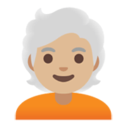 🧑🏼‍🦳 Emoji Persona: Tono De Piel Claro Medio, Pelo Blanco en Google Android 11.0 December 2020 Feature Drop.