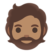 🧔🏽 Emoji Mann: mittlere Hautfarbe, Bart Google Android 11.0 December 2020 Feature Drop.