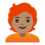 Émoji 🧑🏽‍🦰 Adulte : Peau Légèrement Mate Et Cheveux Roux sur Google Android 11.0 December 2020 Feature Drop.