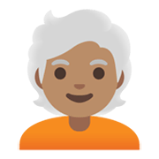 Emoji 🧑🏽‍🦳 Persona: Carnagione Olivastra E Capelli Bianchi su Google Android 11.0 December 2020 Feature Drop.