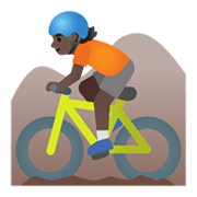 🚵🏿 Emoji Persona En Bicicleta De Montaña: Tono De Piel Oscuro en Google Android 11.0 December 2020 Feature Drop.