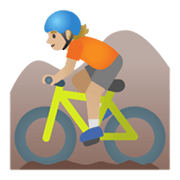 🚵🏼 Emoji Mountainbiker(in): mittelhelle Hautfarbe Google Android 11.0 December 2020 Feature Drop.